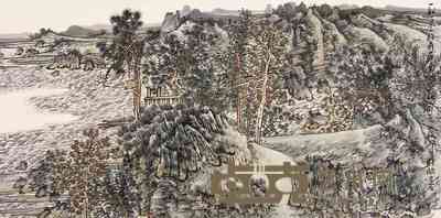 谢冰毅 2005年作 山水 镜心 68×137cm